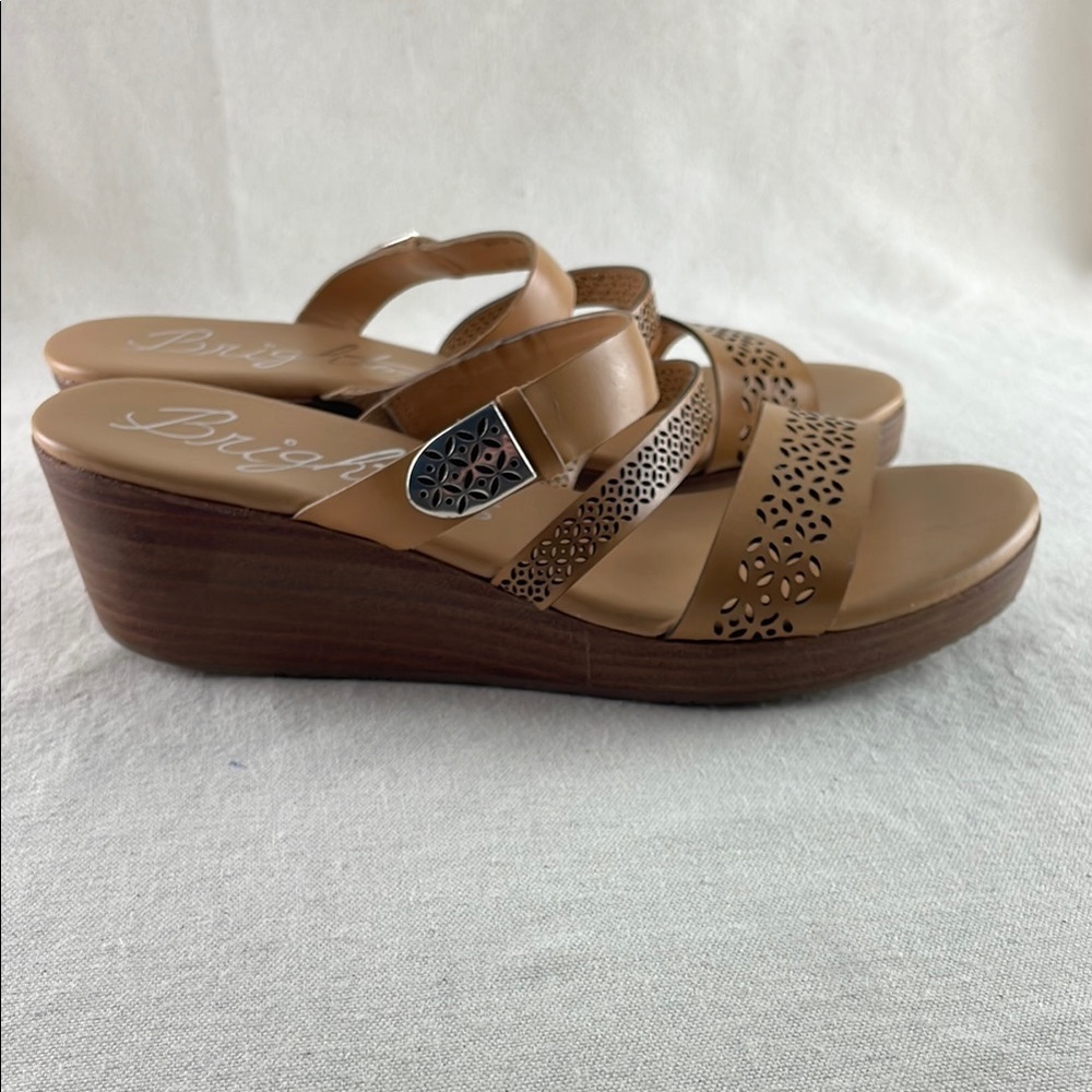Brighton Happy Women's Brown Cutout Wedge Sandals Size 7 - Picture 5 of 8